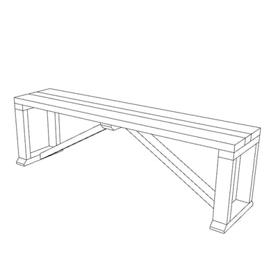 Farmhouse Bench Plan Woodworking Project Plan and 3D SketchUp Model - DIGITAL DOWNLOAD