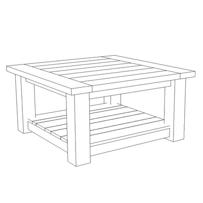 Farmhouse Coffee Table Plan Woodworking Project Plan and 3D SketchUp Model - DIGITAL DOWNLOAD