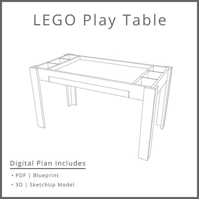 Kids Lego Pay Build Table Plan Woodworking Project Plan and 3D SketchUp Model - DIGITAL DOWNLOAD