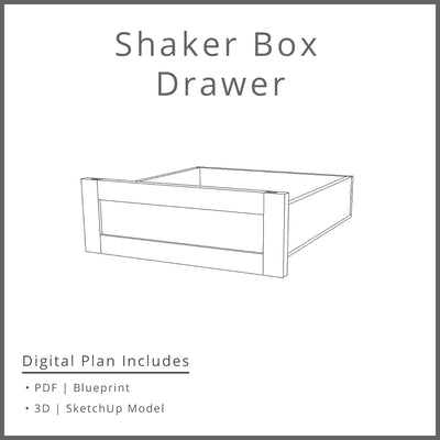 Shaker Box Drawer Woodworking Project Plan and 3D SketchUp Model - DIGITAL DOWNLOAD