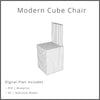 Modern Cube Chair Plan Woodworking Project Plan and 3D SketchUp Model - DIGITAL DOWNLOAD