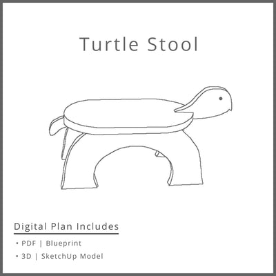 Kids Turtle Stool Plan Woodworking Project Plan and 3D SketchUp Model - DIGITAL DOWNLOAD