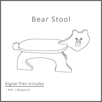 Kids Bear Stool Plan Woodworking Project Plan and 3D SketchUp Model - DIGITAL DOWNLOAD