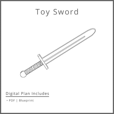 Wooden Play Sword Plan Woodworking Project and SketchUp Model - DIGITAL DOWNLOAD