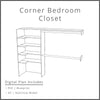 Corner Bedroom Closet With Storage and Cubbies Woodworking Project Plan and 3D SketchUp Model - DIGITAL DOWNLOAD