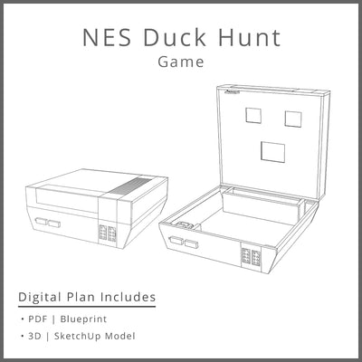 GIANT NES Duck Hunt Game in a Box Woodworking Project Plan and 3D SketchUp Model - DIGITAL DOWNLOAD