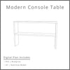 Modern Console Table Woodworking Project Plan and 3D SketchUp Model - DIGITAL DOWNLOAD