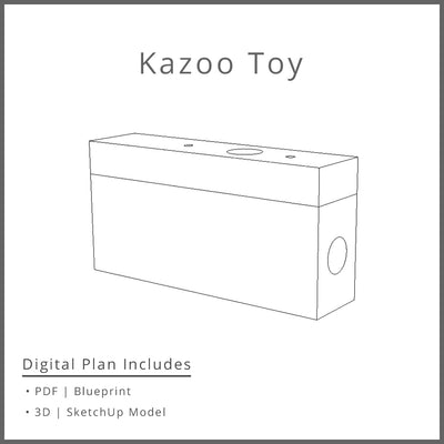 Kazoo Musical Toy Woodworking Project Plan and 3D SketchUp Model - DIGITAL DOWNLOAD