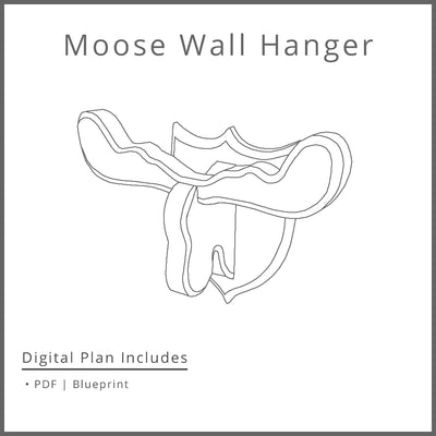 Moose Head Wall Hanger For Kids Bedroom Woodworking Project Plan and 3D SketchUp Model - DIGITAL DOWNLOAD