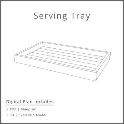 Wooden Serving Tray Woodworking Project Plan and 3D SketchUp Model - DIGITAL DOWNLOAD