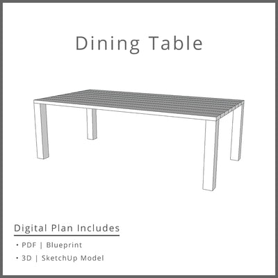 Large Dining Table Woodworking Plan and 3D SketchUp Model - DIGITAL DOWNLOAD