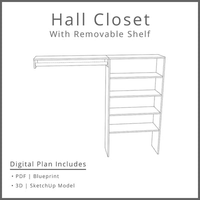 Hall Closet Plan Woodworking Project Plan and 3D SketchUp Model - DIGITAL DOWNLOAD