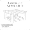 Farmhouse Coffee Table Plan Woodworking Project Plan and 3D SketchUp Model - DIGITAL DOWNLOAD