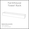 Farmhouse Towel Rack Woodworking Project Plan and 3D SketchUp Model - DIGITAL DOWNLOAD