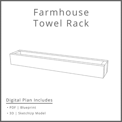 Farmhouse Towel Rack Woodworking Project Plan and 3D SketchUp Model - DIGITAL DOWNLOAD