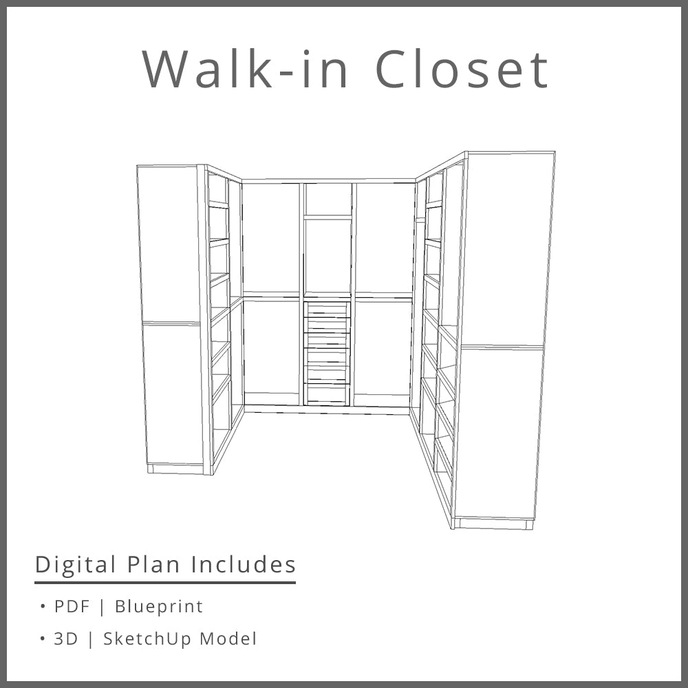 Walk-in Primary Bedroom Closet With Drawers and Storage Woodworking Pr ...